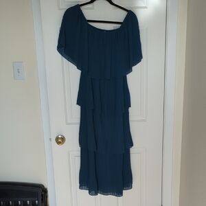 Elegant Blue Off-Shoulder Dress